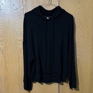Elan black Hoodie small baggy oversized factory raw edges soft great layering